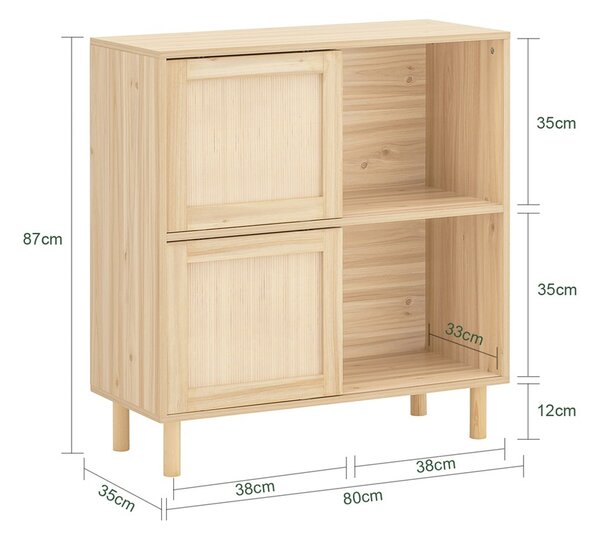 Sobuy Fsb87-N Sideboard S Posuvnými Dveřmi Kuchyňská Skříň Odkládací Skříňka Nízká Komoda Přírodní