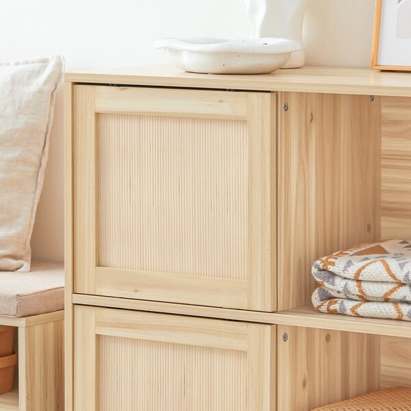 Sobuy Fsb87-N Sideboard S Posuvnými Dveřmi Kuchyňská Skříň Odkládací Skříňka Nízká Komoda Přírodní
