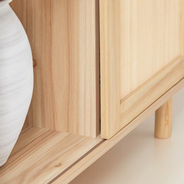 Sobuy Fsb87-N Sideboard S Posuvnými Dveřmi Kuchyňská Skříň Odkládací Skříňka Nízká Komoda Přírodní