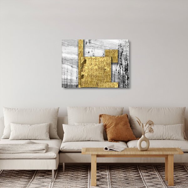 Skleněný obraz - Zlaté čtverce N⁰1 (70x50 cm)