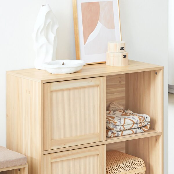 Sobuy Fsb87-N Sideboard S Posuvnými Dveřmi Kuchyňská Skříň Odkládací Skříňka Nízká Komoda Přírodní