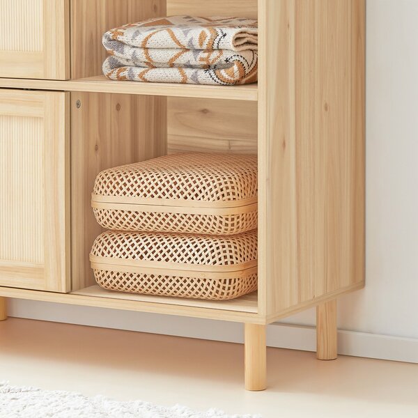 Sobuy Fsb87-N Sideboard S Posuvnými Dveřmi Kuchyňská Skříň Odkládací Skříňka Nízká Komoda Přírodní