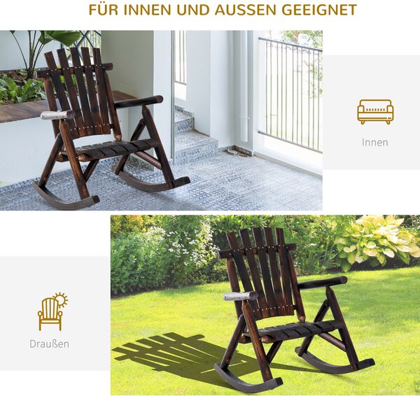 Houpací křeslo Outsunny s opěrkami, odolné vůči povětrnostním vlivům, masivní dřevo uhlíkové, 97 x 69 x 93 cm | Aosom