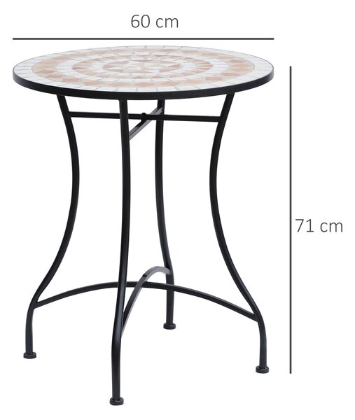 Outsunny Zahradní Stůl Ø60 x H71cm, Voděodolný Patio Stůl z Kovového Materiálu, Exteriérový Jídelní Stůl, Stůl na Piknik, Kulatý Patio Stůl pro Zahrad
