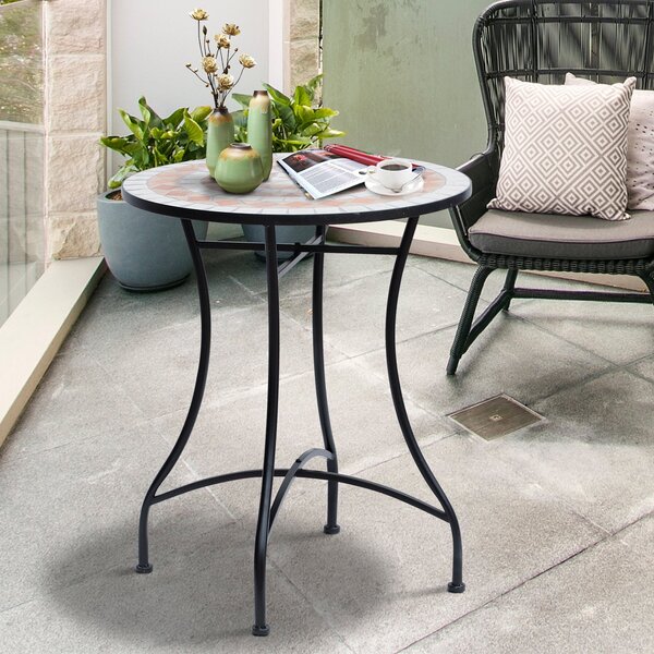 Outsunny Zahradní Stůl Ø60 x H71cm, Voděodolný Patio Stůl z Kovového Materiálu, Exteriérový Jídelní Stůl, Stůl na Piknik, Kulatý Patio Stůl pro Zahrad
