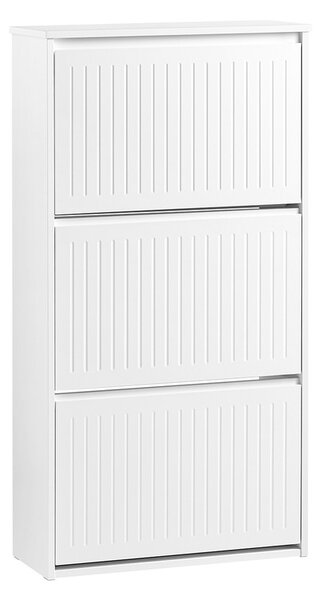 Sobuy Fsr165-H-W Vyklápěcí Botník Se 3 Výklopnými Přihrádkami Sklápěč Bot Komoda Na Boty Bílá 61 X 120 X 26 Cm