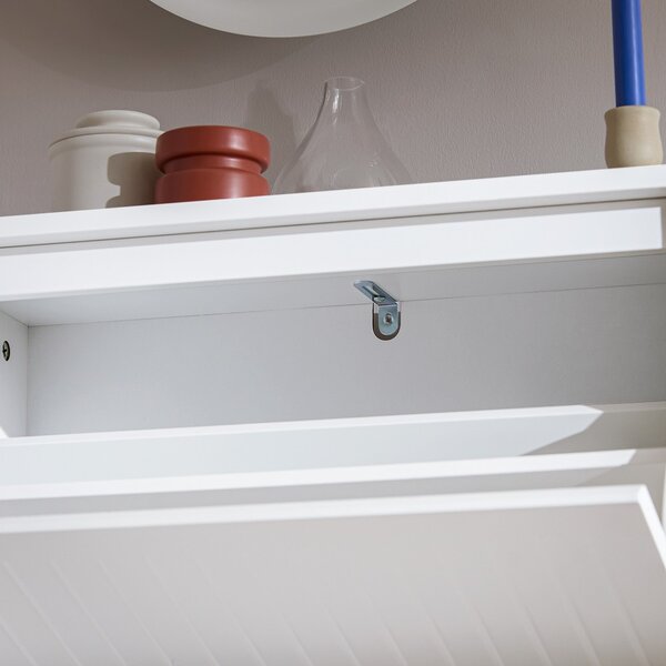 Sobuy Fsr165-H-W Vyklápěcí Botník Se 3 Výklopnými Přihrádkami Sklápěč Bot Komoda Na Boty Bílá 61 X 120 X 26 Cm