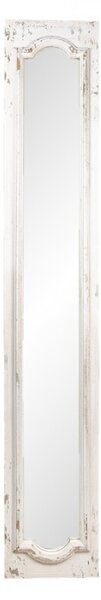 Dlouhé úzké zrcadlo v dřevěném bílém rámu s patinou – 30x4x176 cm