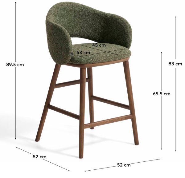 Kave Home Zelená čalouněná barová židle Maina 66 cm