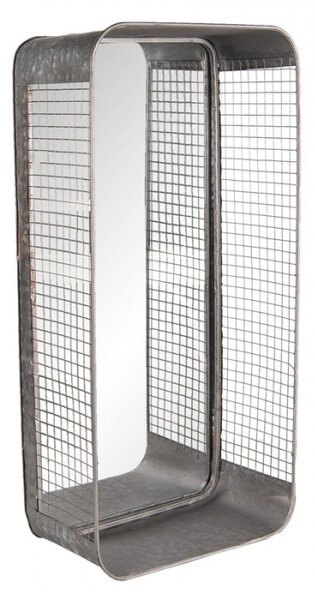 Zrcadlo s drátěným rámem a policí Lutgard – 28x15x57 cm