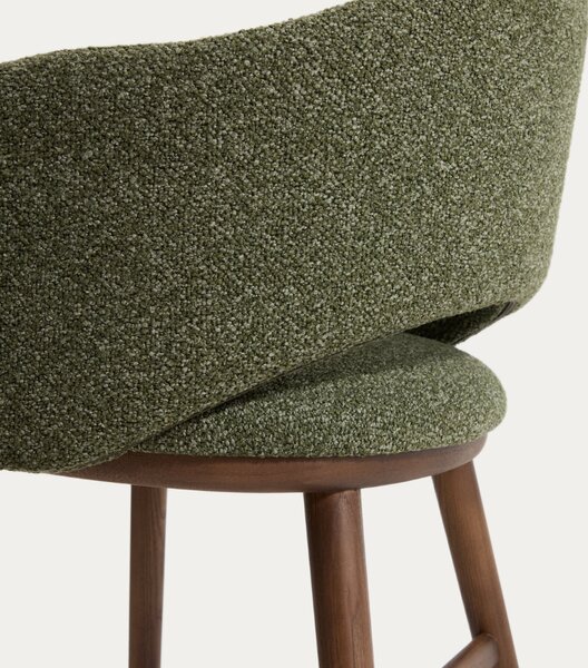 Kave Home Zelená čalouněná barová židle Maina 66 cm