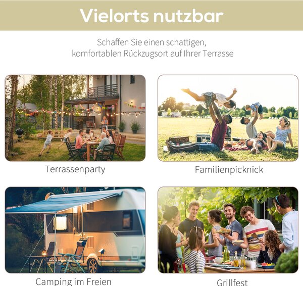 Zahradní altán Outsunny s markýzou 3 x 2,5 m – UV ochrana, skládací boční střecha | Aosom