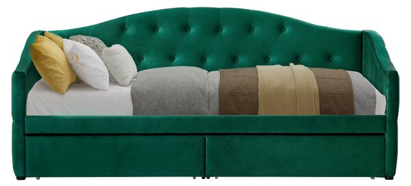 KONDELA Postel s úložným prostorem, 90x200, zelená Velvet látka, ZASKA