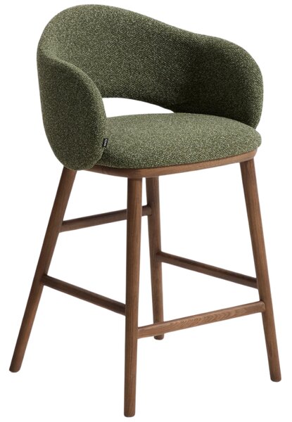 Kave Home Zelená čalouněná barová židle Maina 66 cm