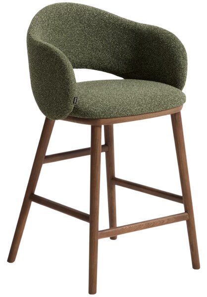 Kave Home Zelená čalouněná barová židle Maina 66 cm