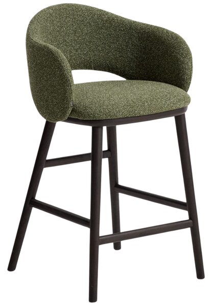 Kave Home Zelená čalouněná barová židle Maina 66 cm
