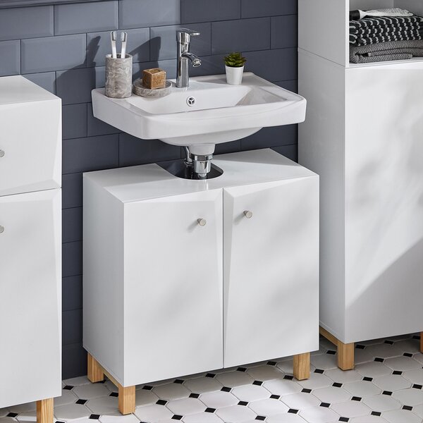 Sobuy Bzr92-W Skříňka Pod Umyvadlo Umyvadlová Skříňka Koupelnová Skříňka Koupelnový Nábytek Bílá 60X60X30Cm