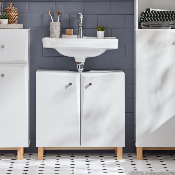 Sobuy Bzr92-W Skříňka Pod Umyvadlo Umyvadlová Skříňka Koupelnová Skříňka Koupelnový Nábytek Bílá 60X60X30Cm