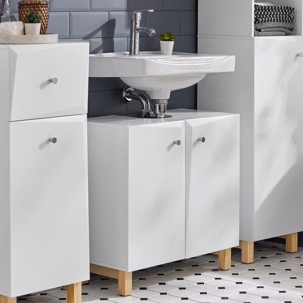 Sobuy Bzr92-W Skříňka Pod Umyvadlo Umyvadlová Skříňka Koupelnová Skříňka Koupelnový Nábytek Bílá 60X60X30Cm