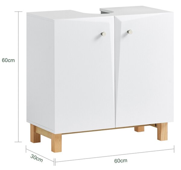Sobuy Bzr92-W Skříňka Pod Umyvadlo Umyvadlová Skříňka Koupelnová Skříňka Koupelnový Nábytek Bílá 60X60X30Cm