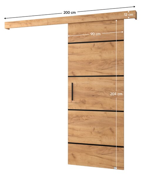 KONDELA Posuvné dveře, dub craft zlatý/černá/černá, SALDOR 90 4