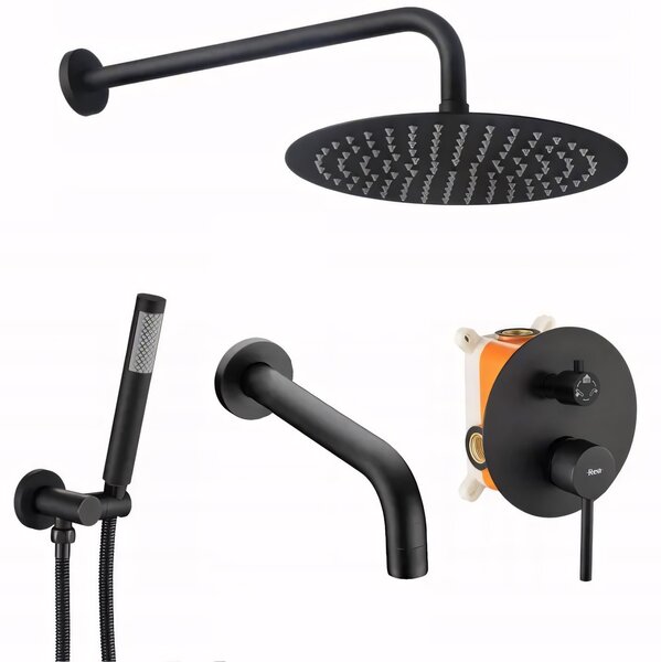 Rea Lungo - podomítkový vanový set se sprchou + box P6300 - komplet sada, černá, REA-P4112