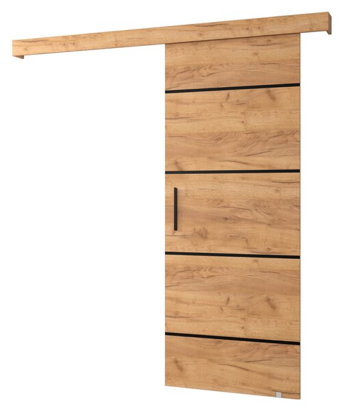 KONDELA Posuvné dveře, dub craft zlatý/černá/černá, SALDOR 90 4
