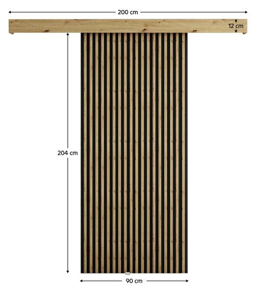 KONDELA Posuvné dveře, černá/dub artisan, MODEN 90 1
