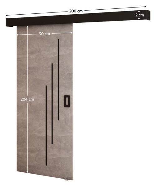 KONDELA Posuvné dveře, beton/černá/černá, BERI 90 6