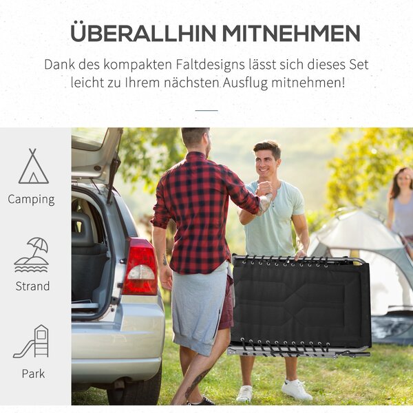Outsunny Sluneční Lehátko, Skládací Zahradní Lehátko s Polštářem na Hlava, Boční Kapsou, Recliner s 5-Úrovňovým Nastavitelným Opěradlem, Voděodolné Ke