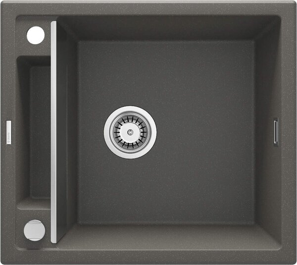 Deante Magnetic, granitový dřez na desku 560x500x219 mm, 3,5" + prostorově úsporný sifon, 1-komorový, antracitová metalíza, ZRM_T103