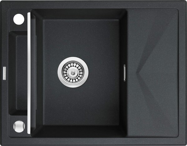 Deante Magnetic, granitový dřez na desku 640x500x219 mm Z/KO, 3,5" + prostorově úsporný sifon, 1-komorový, grafitová metalíza, ZRM_G11A
