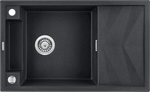 Deante Magnetic, granitový dřez na desku 820x500x219 mm Z/O, 3,5" + prostorově úsporný sifon, 1-komorový, grafitová metalíza, ZRM_G113