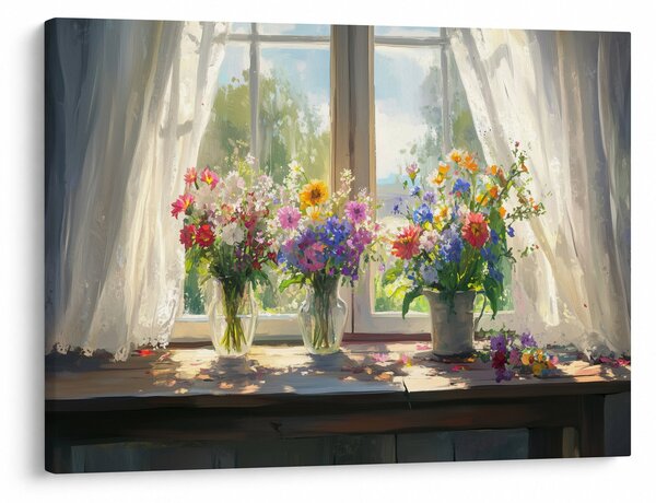 Obraz - Kytice u okna (70x50 cm)