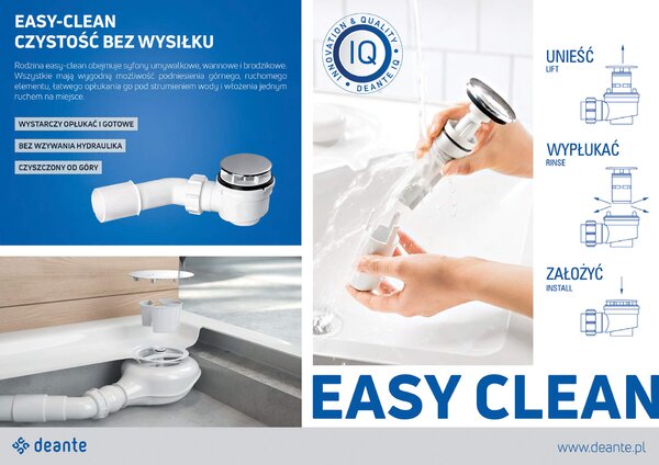 Deante Deante, zátka typu Click-clack pro umyvadlo s přepadem včetně sifonu, čistitelná shora, kulatá, chromová, NHC_010C