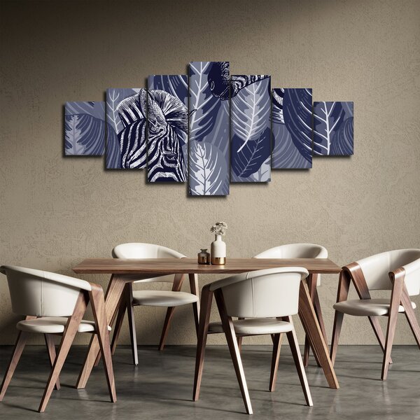 Obraz - Modré zebry (210x100 cm)