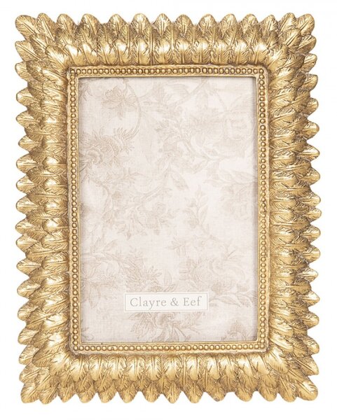 Zlatý fotorámeček s listy – 10x15 cm