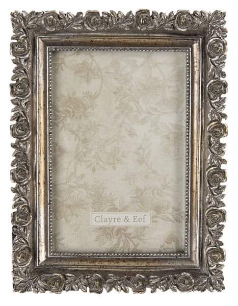 Stříbrný antik fotorámeček s růžemi – 10x15 cm