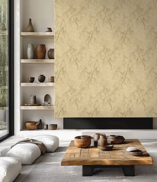 Vliesová tapeta na zeď, světle hnědá, kvetoucí bříza, BM31020, Blumarine, Emiliana Parati