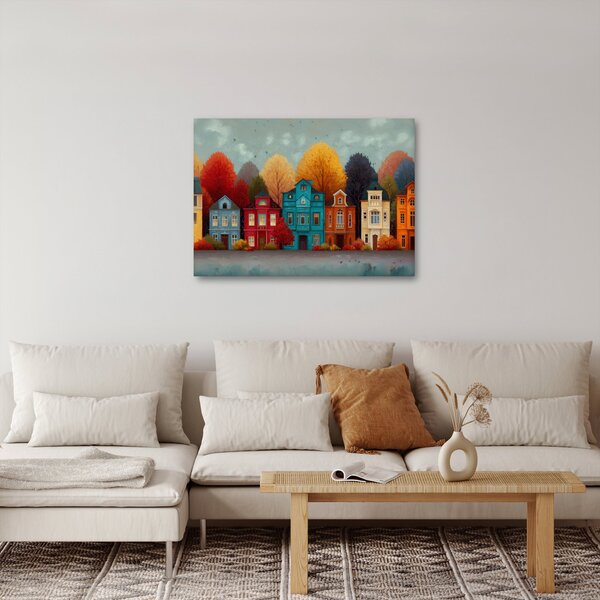 Obraz - Malované podzimní město (70x50 cm)