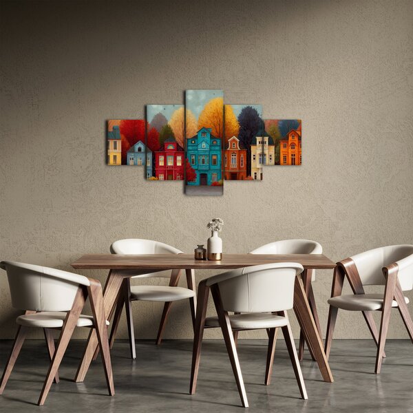 Obraz - Malované podzimní město (125x70 cm)