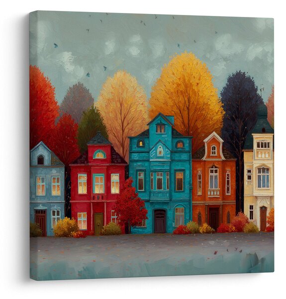 Obraz - Malované podzimní město (30x30 cm)