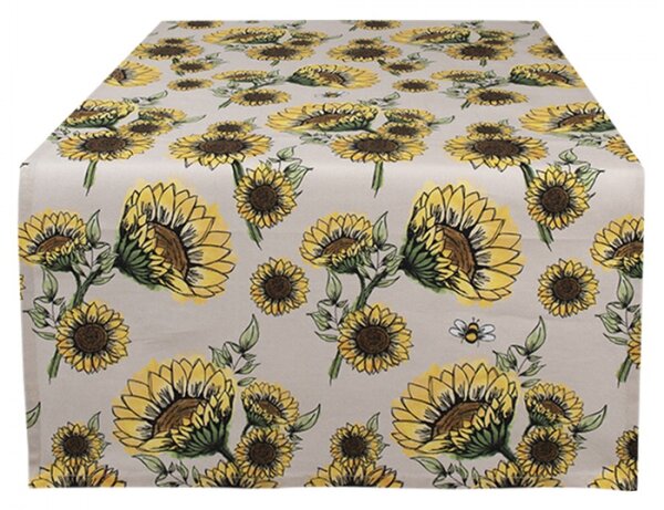 Béžový bavlněný běhoun se slunečnicemi Sunny Sunflowers