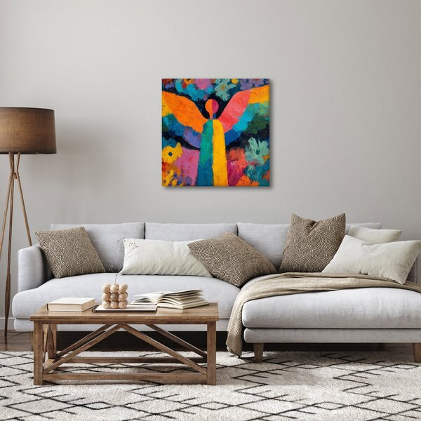 Obraz - Abstraktní anděl s květinami (30x30 cm)