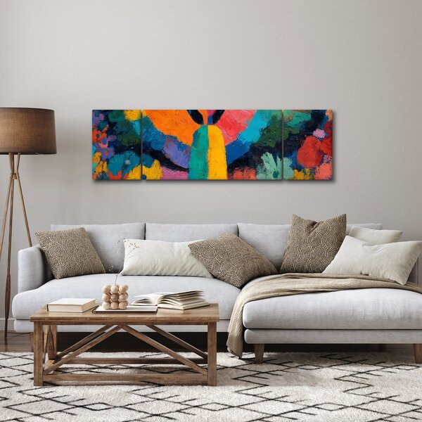 Obraz - Abstraktní anděl s květinami (170x50 cm)
