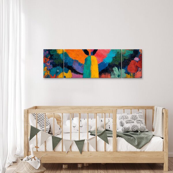 Obraz - Abstraktní anděl s květinami (170x50 cm)