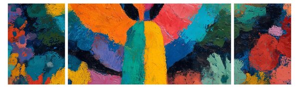 Obraz - Abstraktní anděl s květinami (170x50 cm)