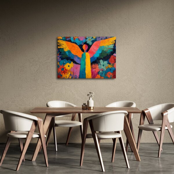 Obraz - Abstraktní anděl s květinami (70x50 cm)