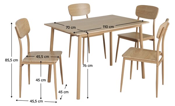 KONDELA Jídelní set 1+4, dub přírodní, LAMIR