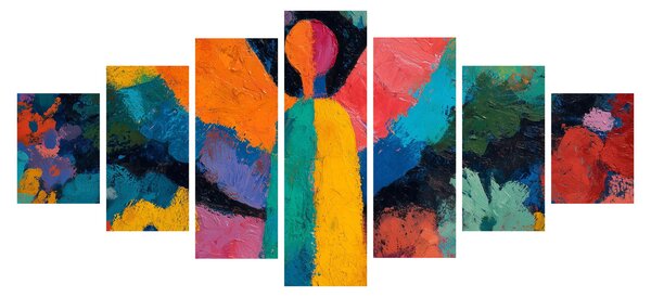 Obraz - Abstraktní anděl s květinami (210x100 cm)